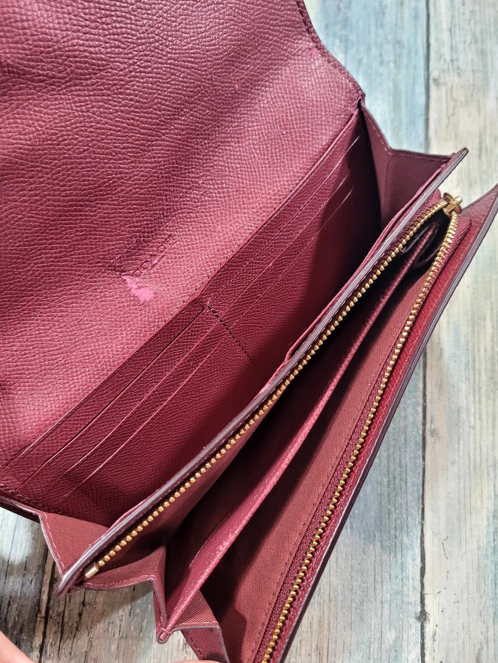 COACH Burgundy Leather Continental Wallet - Picture 8 of 10